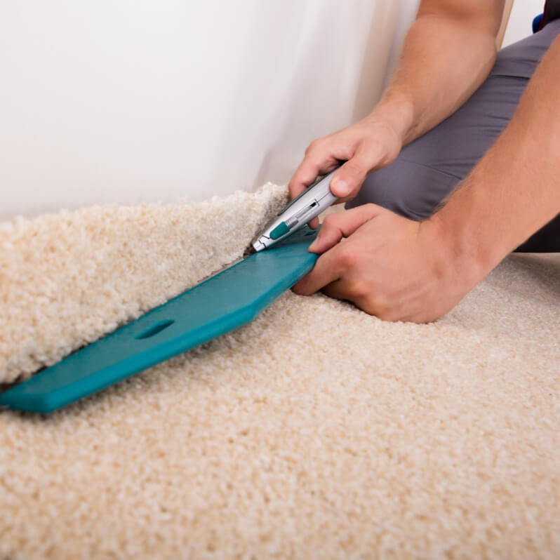 During Carpet Install | Enfield Carpet Center Inc